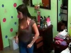Latina naked in her room hidden cam clip