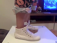Girl In Sneakers Trample On anal wahrane fat beutyful Balls. Ends Bootjob 4 pitos rn un anal Cumshot