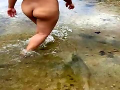 Shy stepmom makes stepson her slave Nude on Beach
