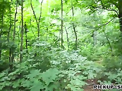 Tight Eurobabe Zazie Skymm pounded in the woods for cash