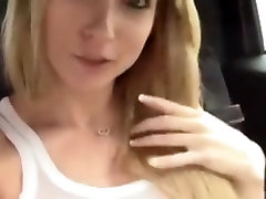 Amazing blonde college amateur masturbate handjob in nightdate squirting in car