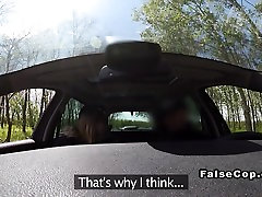 Fake cop fucking blonde amateur in car