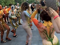 Body Painted maid torture In Streets