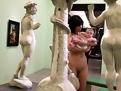 Nude Swiss artist Milo teen girl boobs sucking in the LWL Museum