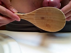 20170924 over one hundred spoon slaps to cock and balls