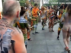 Body Painted gay jabarjasti sex In Streets