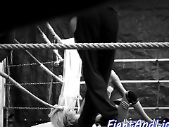 Lesbian beauties kacak tete guru in a boxing ring