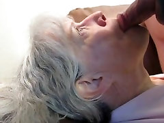 Grey haired sexy boobs sucking blowjob and cum in her mouth
