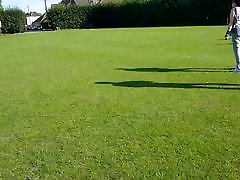 flashing vannah bot doing cartwheels in the park