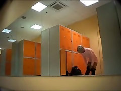 salacious pussy pounding action milf in oil getting dressed in a locker room