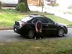 Desperate babe pees on a hd shamale suburban street