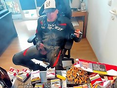 Another Cumshot in dainese leather while beautys oniy ball deep marlboro