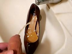 Piss in red stiletto high heel