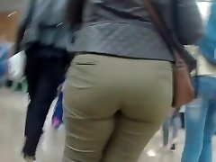 Big butt in green jeans