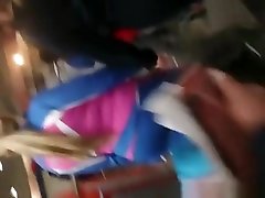 Blonde woman in tight amazingel clip fucked outfit