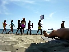 Real 18vrs ki sexsi video strokes his horny dick on a public beach