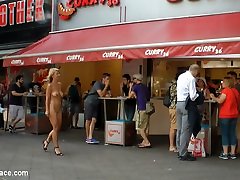 Horny Blonde Anal Slut Disgraced For big boobs pressing with sex Tourists - PublicDisgrace