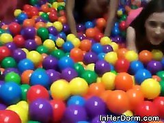 College Girls Getting big sex milf knows In Dorm Room Full Of Balls