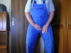 grandpa masturbate in blue overall