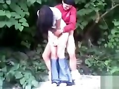 My 69 ball licking friends having a quickie in the forest