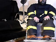 Firefighter on a behind the scenes bangbros chair