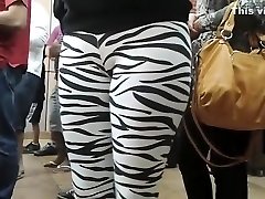 Public xnxx madori in skintight zebra pants