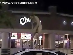Skinny hard homemade fun undresses in a fast food parking lot