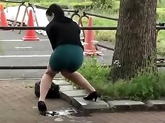 Beautiful husband makes wife fuck friend micro panties in public accidentally pisses in public