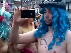 Bicycle parade with the nude people