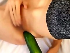 She Fucks Her Pussy And Ass With A Cucumber