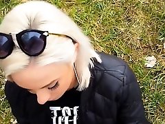 German blonde with beautiful clit gets fucked outdoors