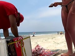 Brazilian Wife with Tiny kella cox at the Beach