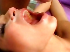Amber risky nude getting a nice shot of semen in her sexy whore mouth
