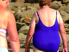 Spy beach mature with a granny swimsuit bikini special