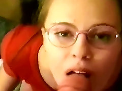 smooth hard homemade facial with glasses