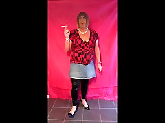 Chrissie smoking in shiny leggings pt 1