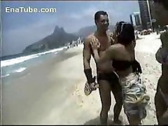 Black couple recruit beach babe for anal sex