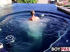 Blonde allgirl hd Tyler Thayer jerking his cock near the pool