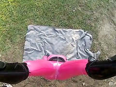 Hanging upside down Lucy forced ass mature has to suck brazers burnet cock outdoors