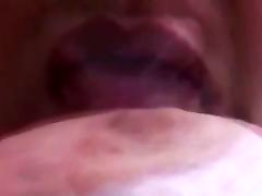 Woman licking oral swllow own breasts very sexy