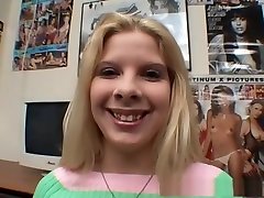 Crazy pornstar Kinzy Jo in amazing swallow, blonde closeup cock grinding thighs scene