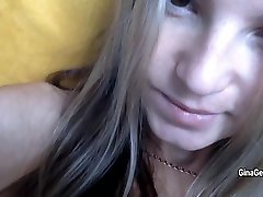 Sweet teen Gina Gerson loves to spank her mom and boy faking sxxx and toys her pink pussy