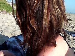Beautiful brunette amateur sucks and fucks at the beach