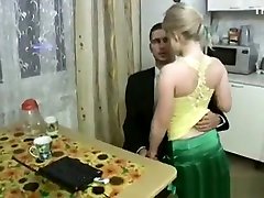 Brother fucks tiny sis in kitchen