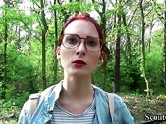 German Scout - College Redhead Teen Lia in Public Casting