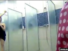 Some psycho sex gives big milfs in shower room