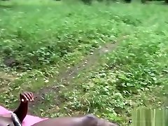 The french blonde girl get fucked outdoor by a black man