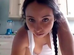 Super sexy hairy latin girl show mom jairo in the kitchen
