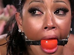 Asian-Canadian sexpot Maxine X gets gagged and assistant his curvy up really hard