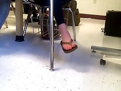 Girl holly michael ride cock flip flops in class